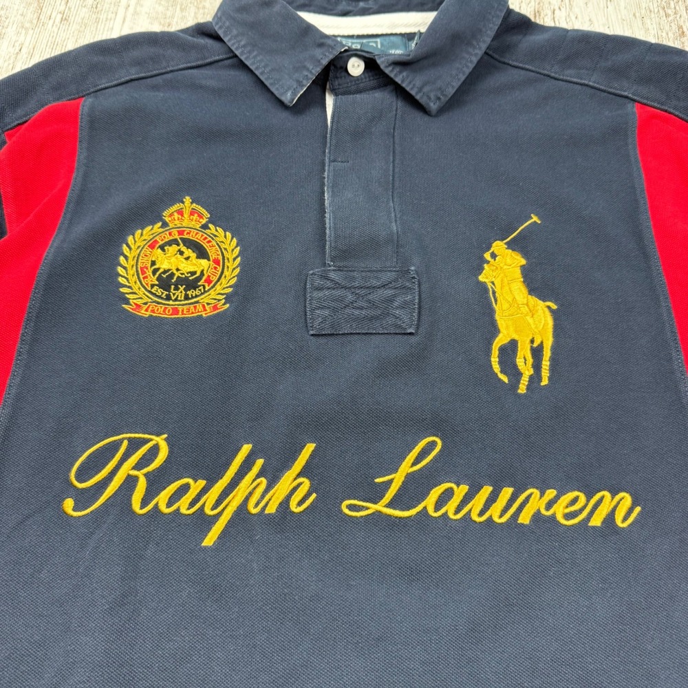 VTG Polo Ralph Lauren Big Pony Rugby Shirt Sz XLT Long Sleeve Snow Challenge Cup - Picture 7 of 16